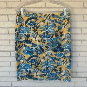 Floral Print Skirt in Blue and Yellow